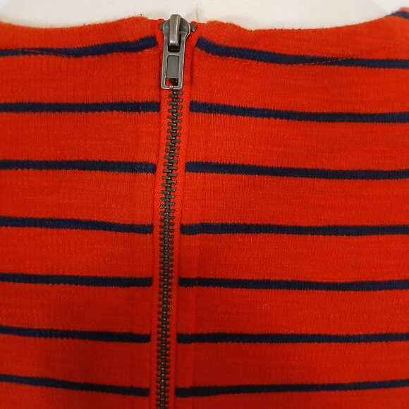 Merona Tunic Top Women’s Size XS Red Black Striped Long Sleeve Back Zip Stretch - Picture 4 of 8